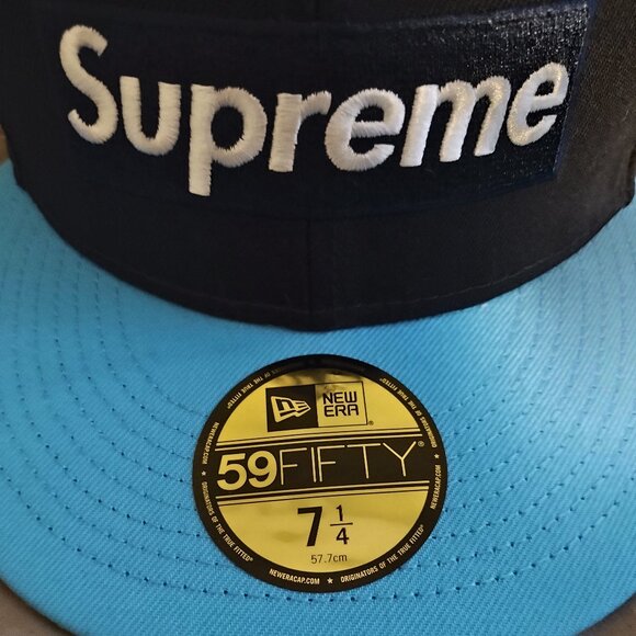 NWT Supreme Box Logo Fitted Hat Blue Size 7 1/4 - Picture 7 of 12